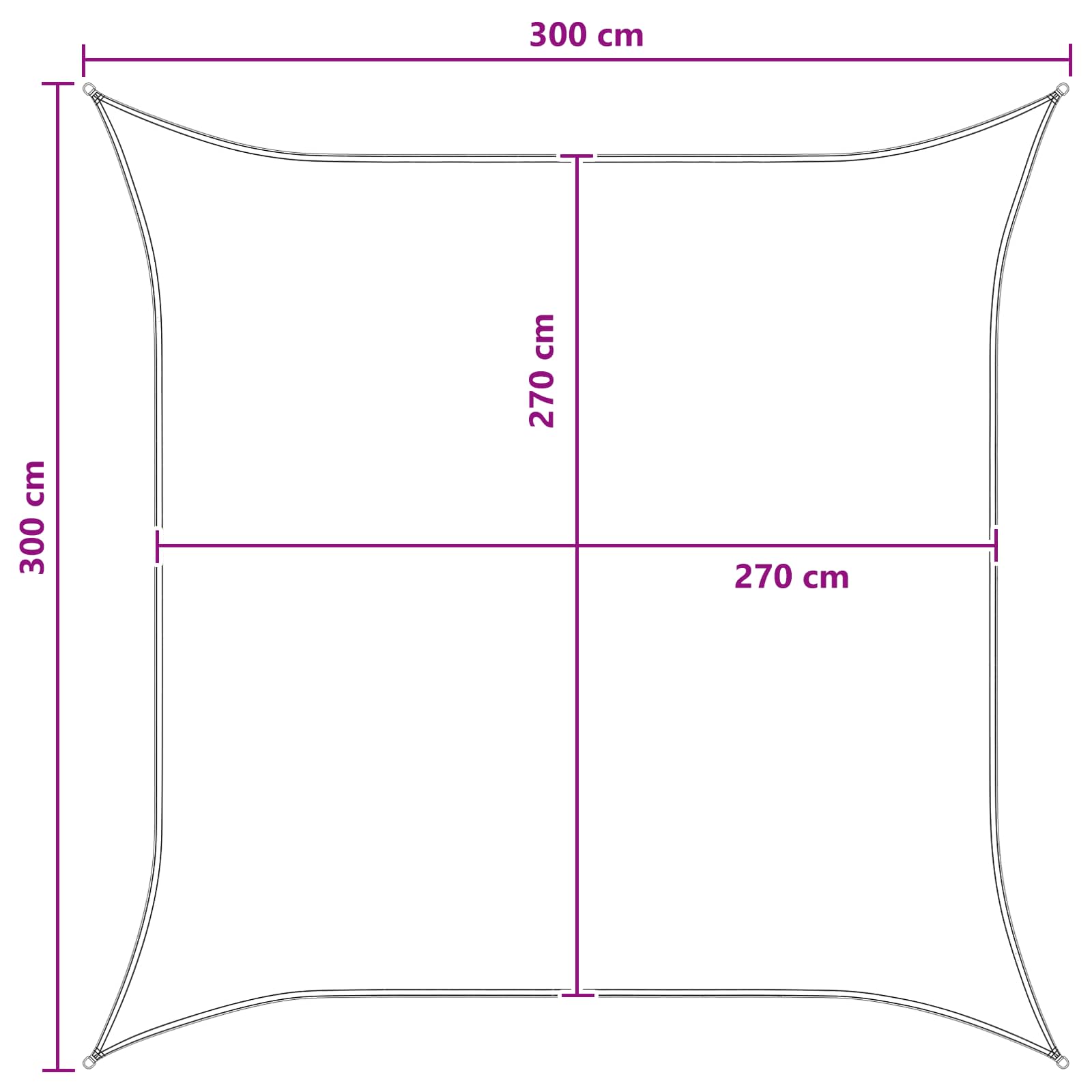 Sonnensegel Anthrazit und Weiß 3 x 3 m HDPE