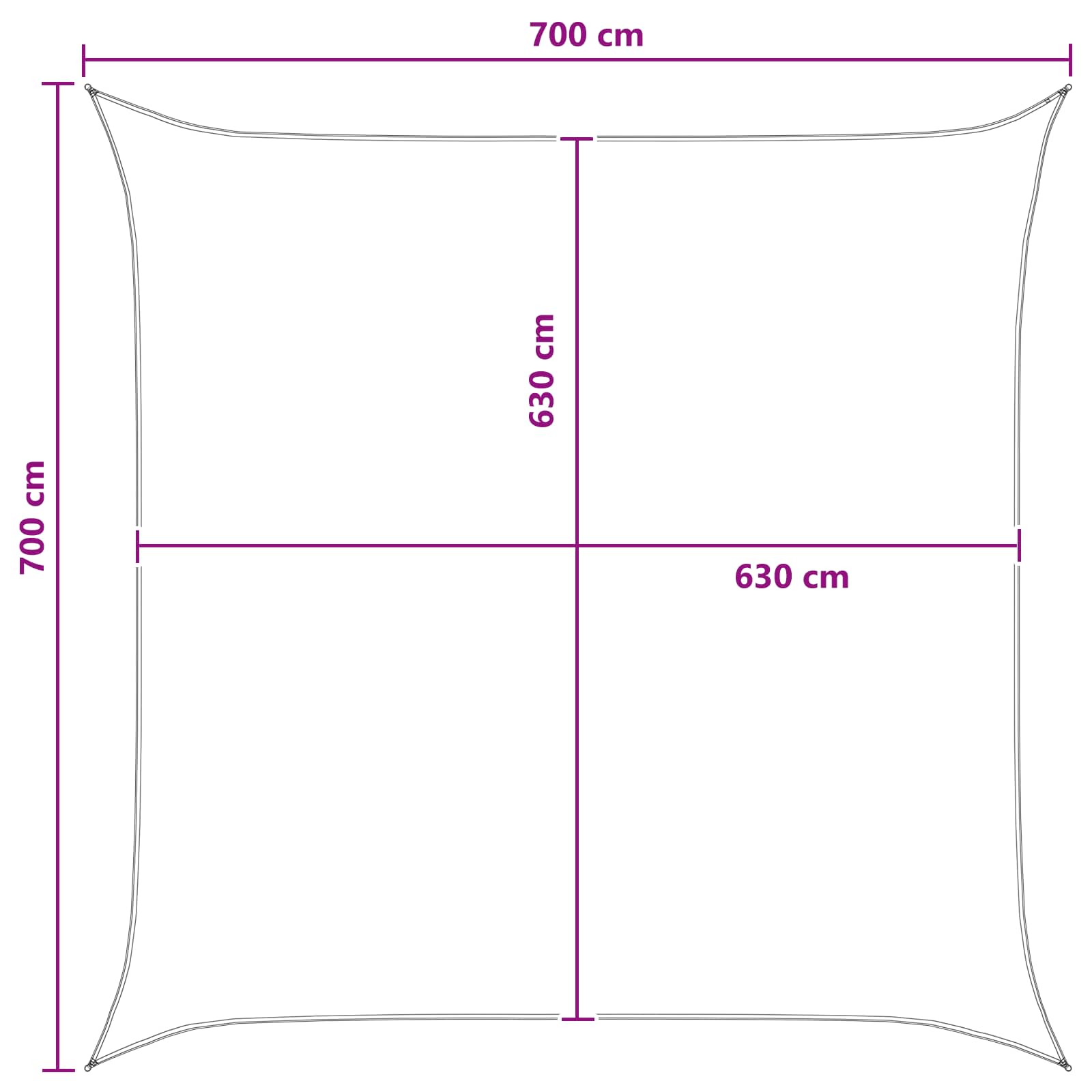 Sonnensegel Anthrazit und Weiß 7 x 7 m HDPE