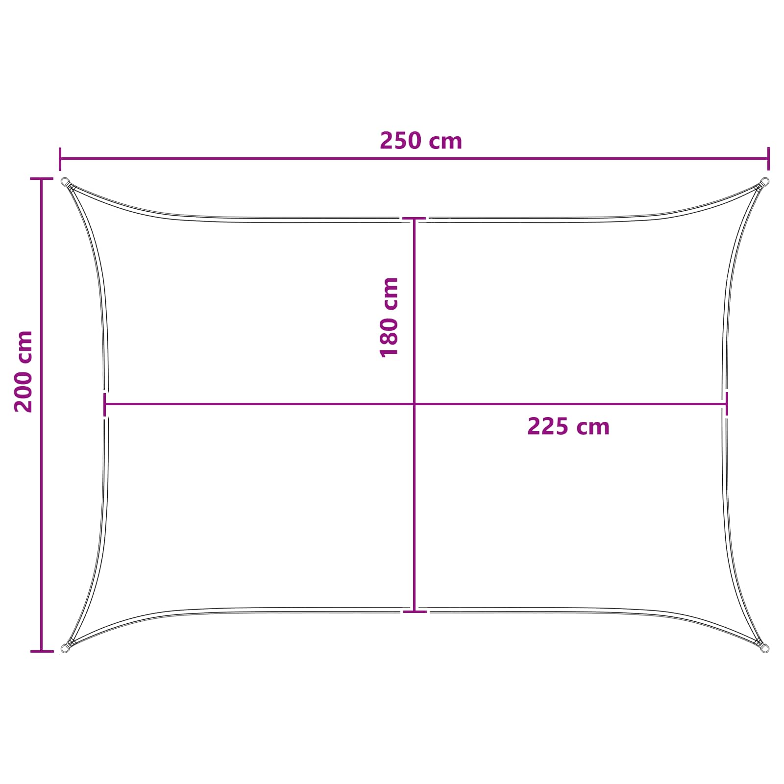 Sonnensegel Anthrazit und Weiß 2 x 2,5 m HDPE