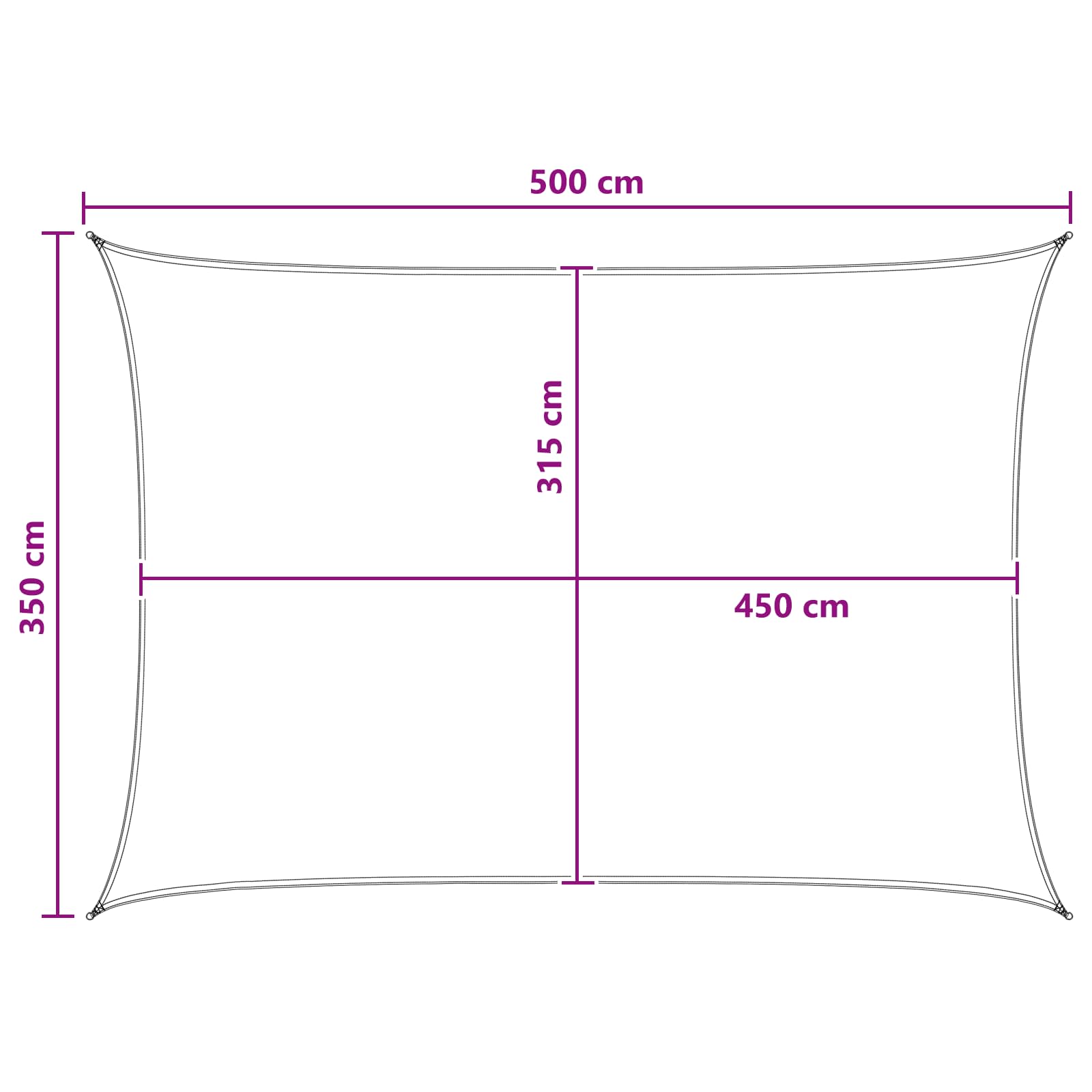 Sonnensegel Anthrazit und Weiß 3,5 x 5 m HDPE