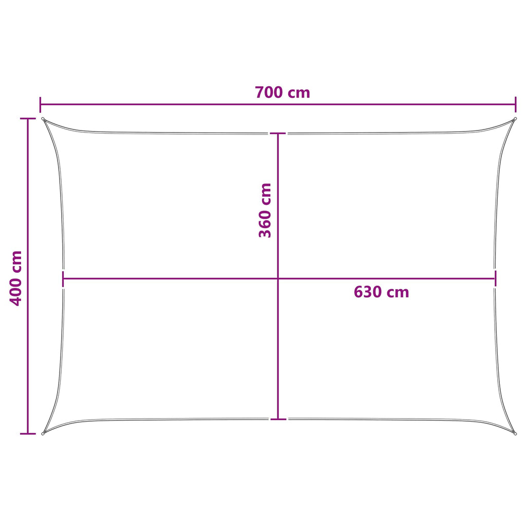Sonnensegel Anthrazit und Weiß 4 x 7 m HDPE
