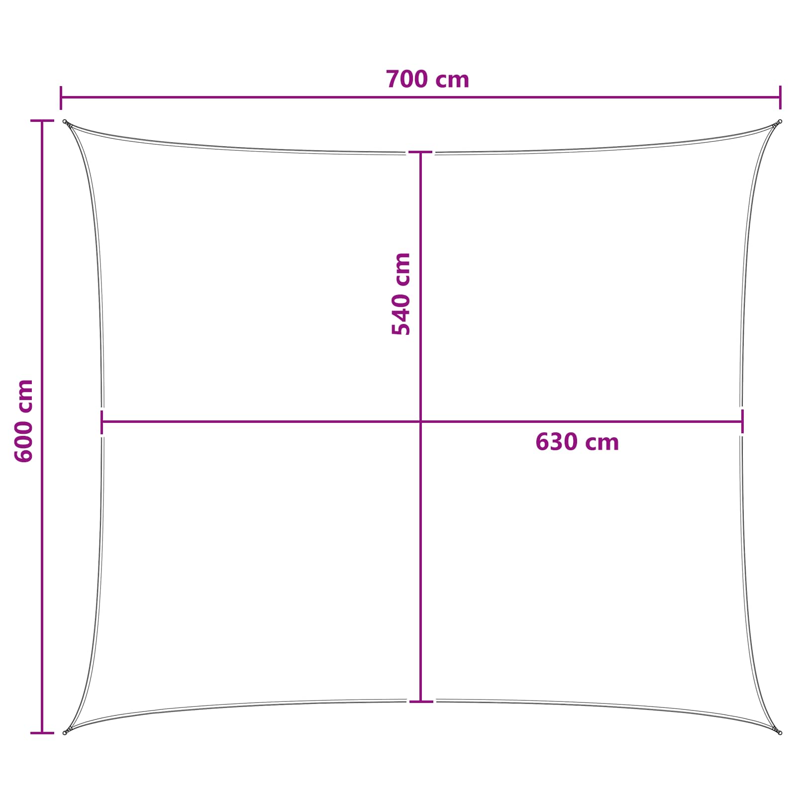 Sonnensegel Anthrazit und Weiß 6 x 7 m HDPE