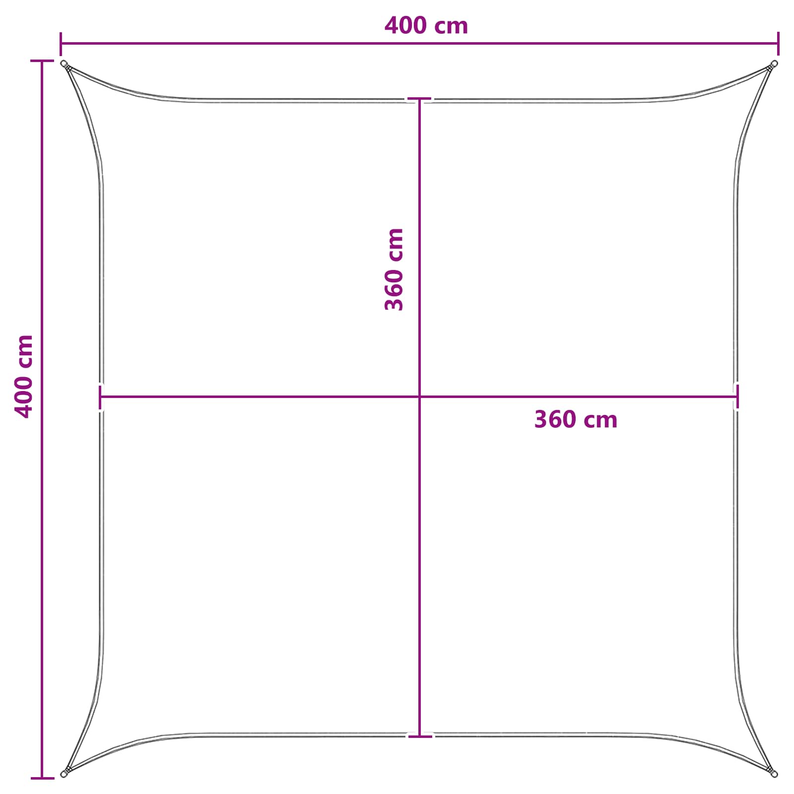Sonnensegel Gelb und Weiß 4 x 4 m HDPE