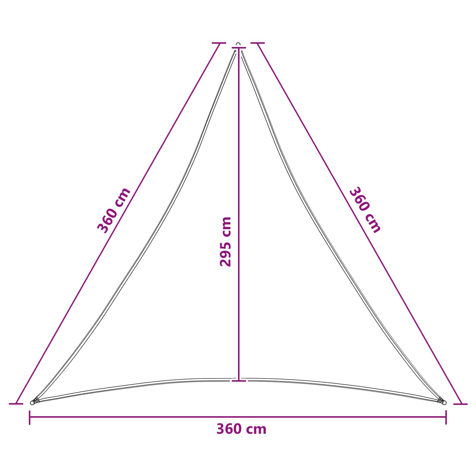 Sonnensegel 3,6 x 3,6 x 3,6 m HDPE