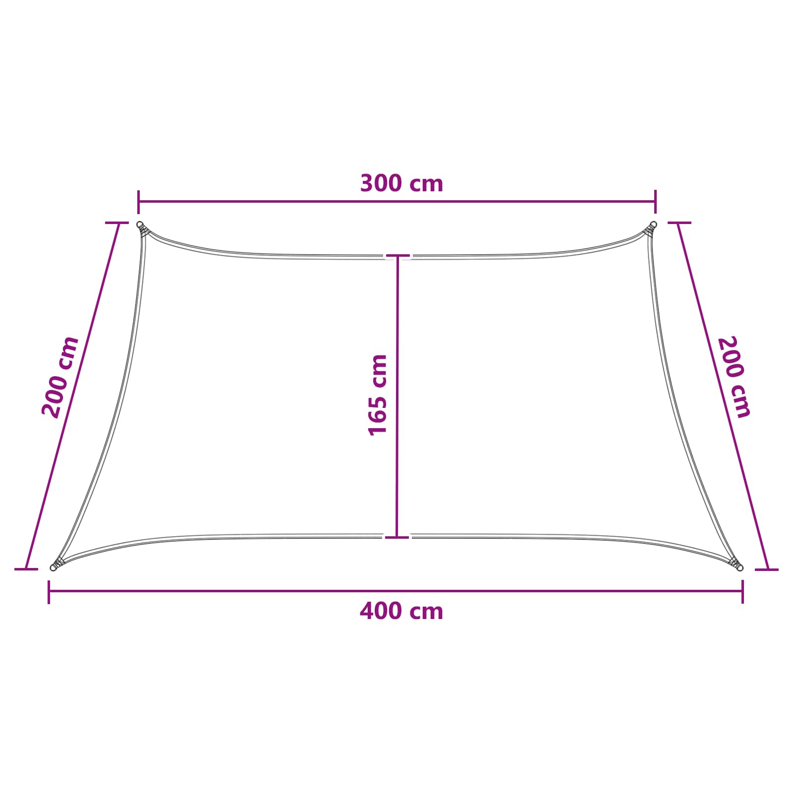 Sonnensegel Gelb und Weiß 3 / 4 x 2 m HDPE