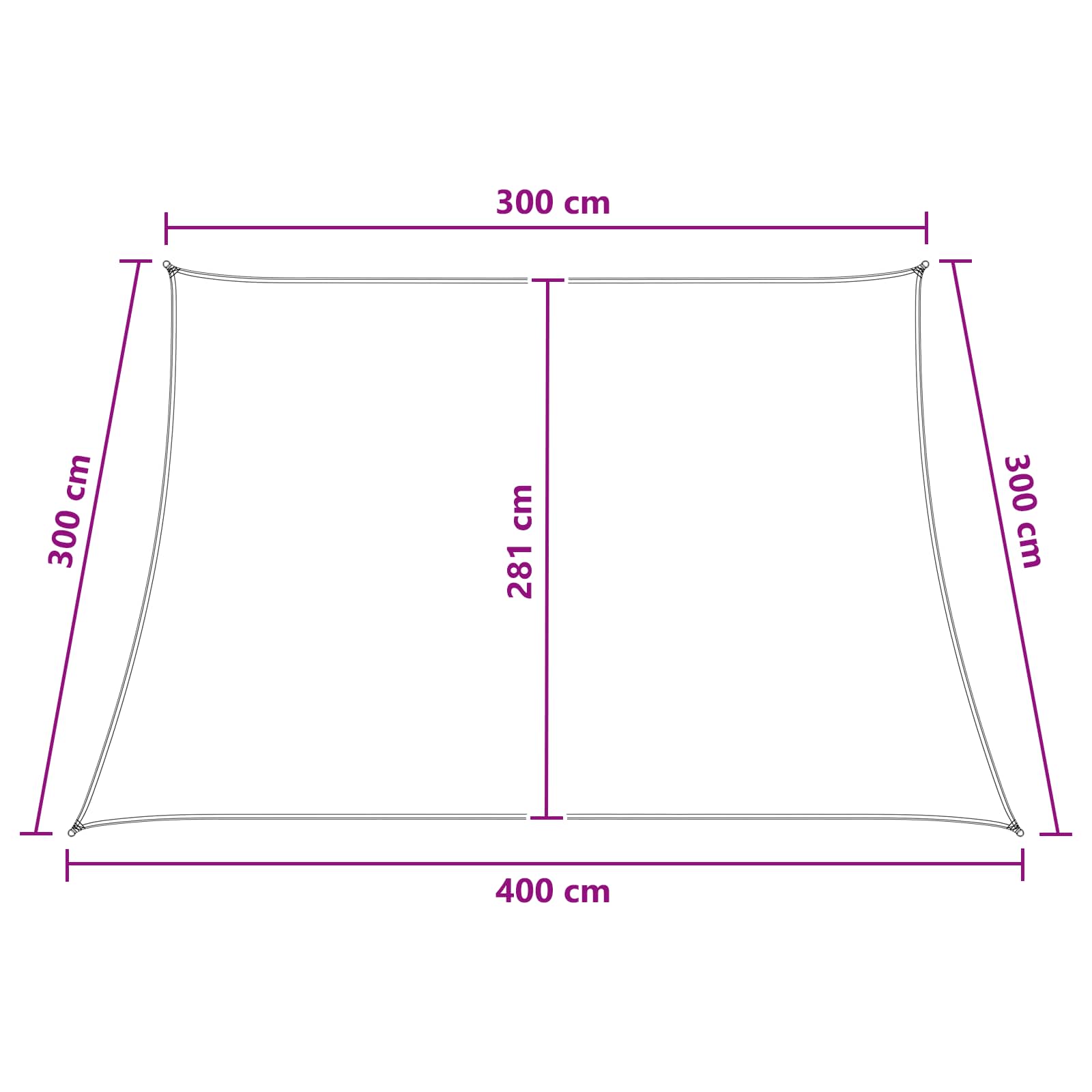 Sonnensegel Gelb und Weiß 3 / 4 x 3 m HDPE
