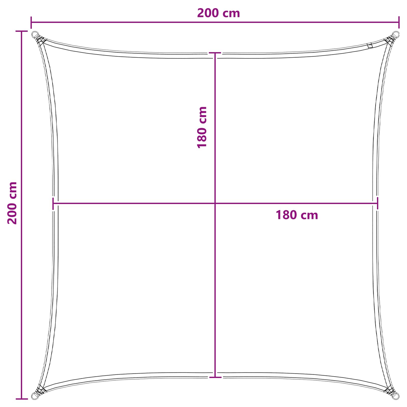 Sonnensegel Hellgrau und Weiß 2 x 2 m HDPE