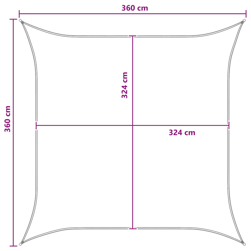 Sonnensegel Hellgrau und Weiß 3,6 x 3,6 m HDPE