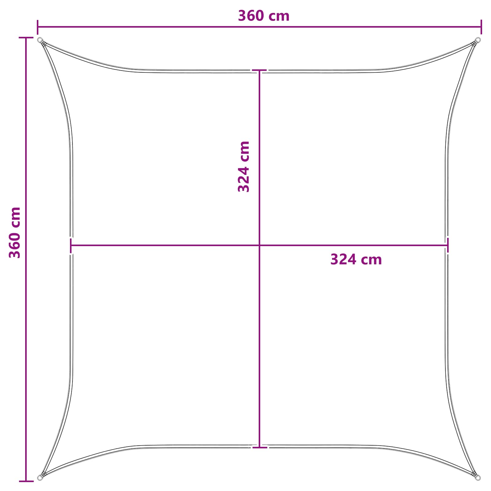 Sonnensegel Hellgrau und Weiß 3,6 x 3,6 m HDPE