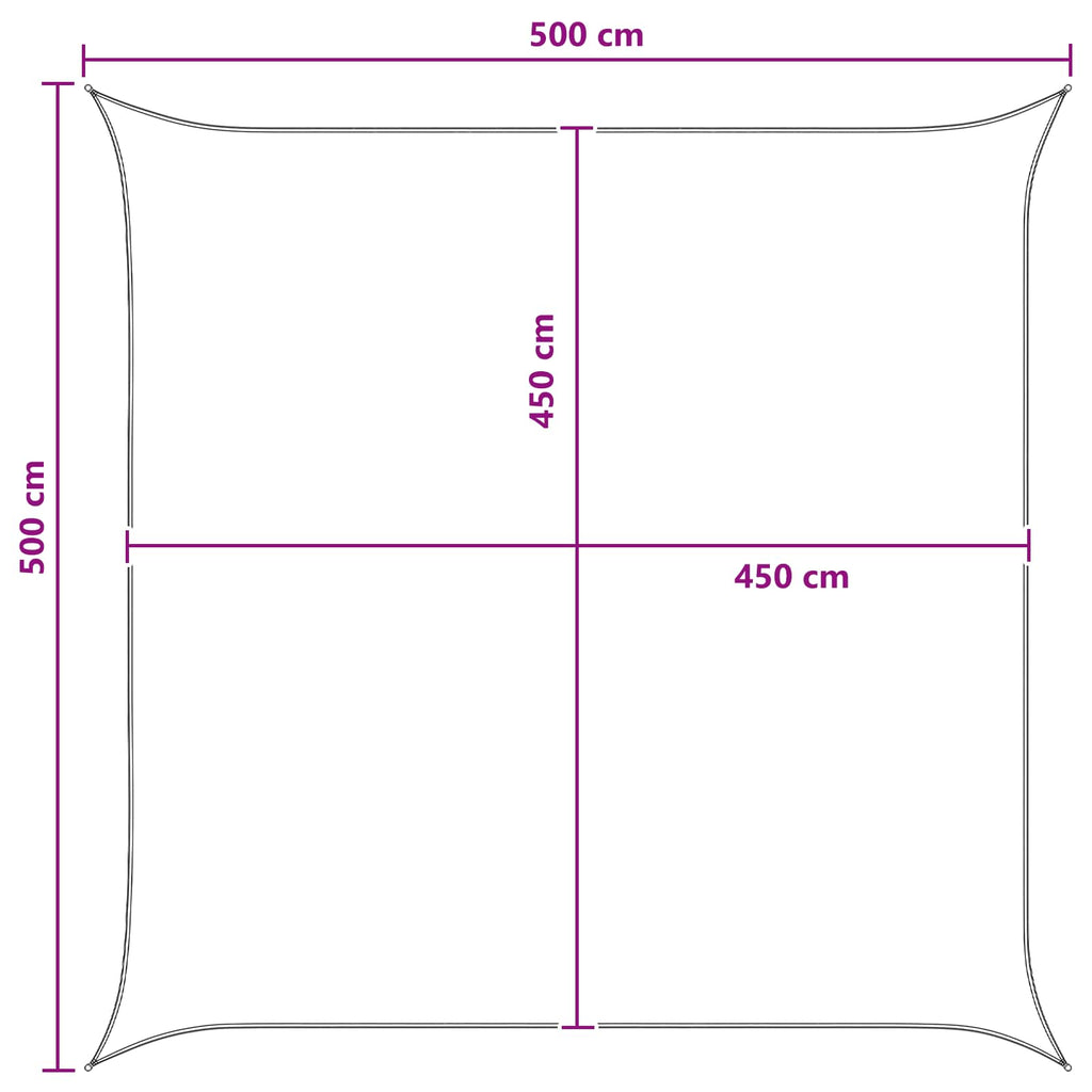 Sonnensegel Hellgrau und Weiß 5 x 5 m HDPE