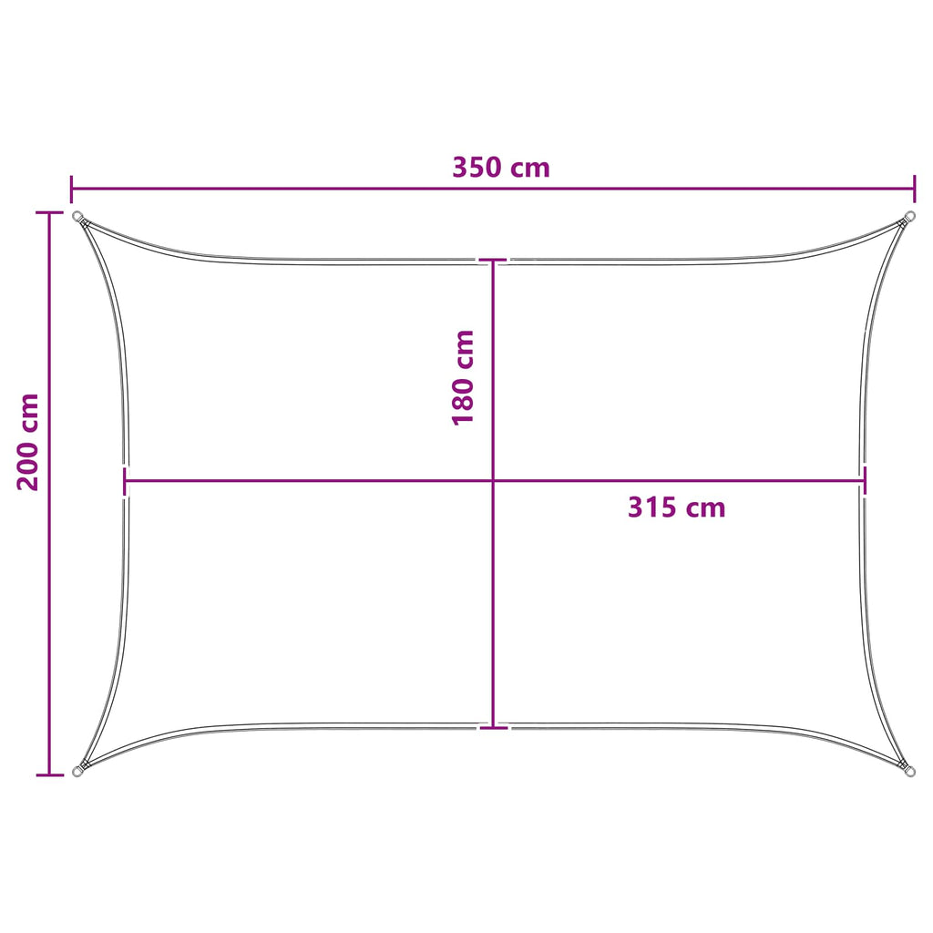 Sonnensegel Hellgrau und Weiß 2 x 3,5 m HDPE