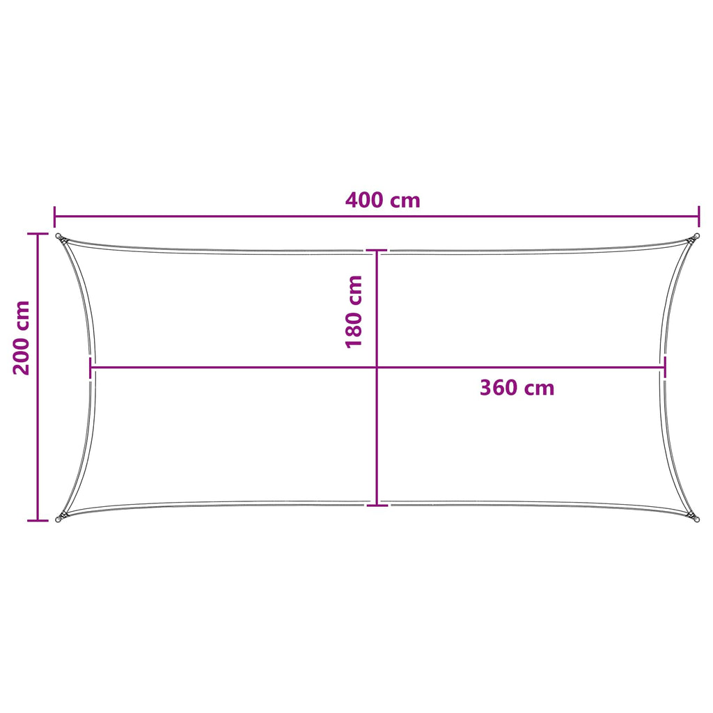Sonnensegel Hellgrau und Weiß 2 x 4 m HDPE