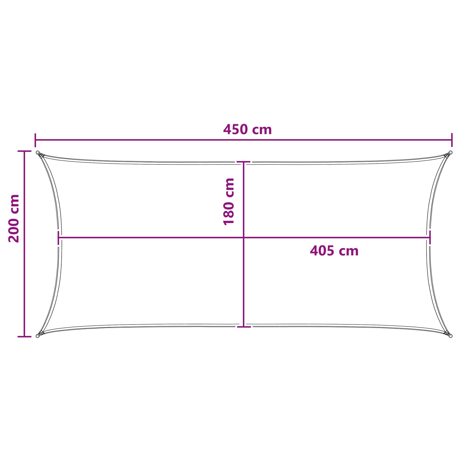 Sonnensegel Hellgrau und Weiß 2 x 4,5 m HDPE