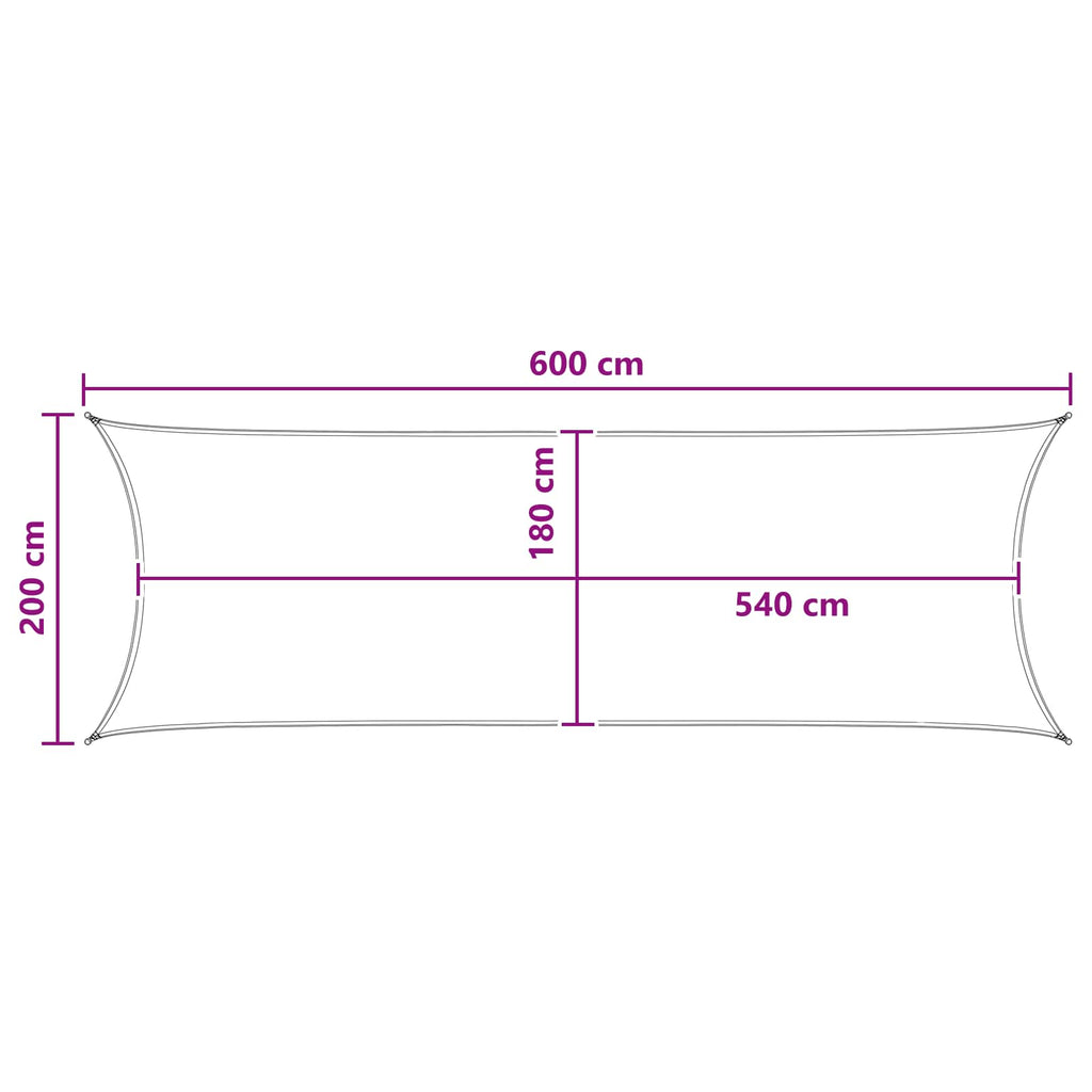 Sonnensegel Hellgrau und Weiß 2 x 6 m HDPE