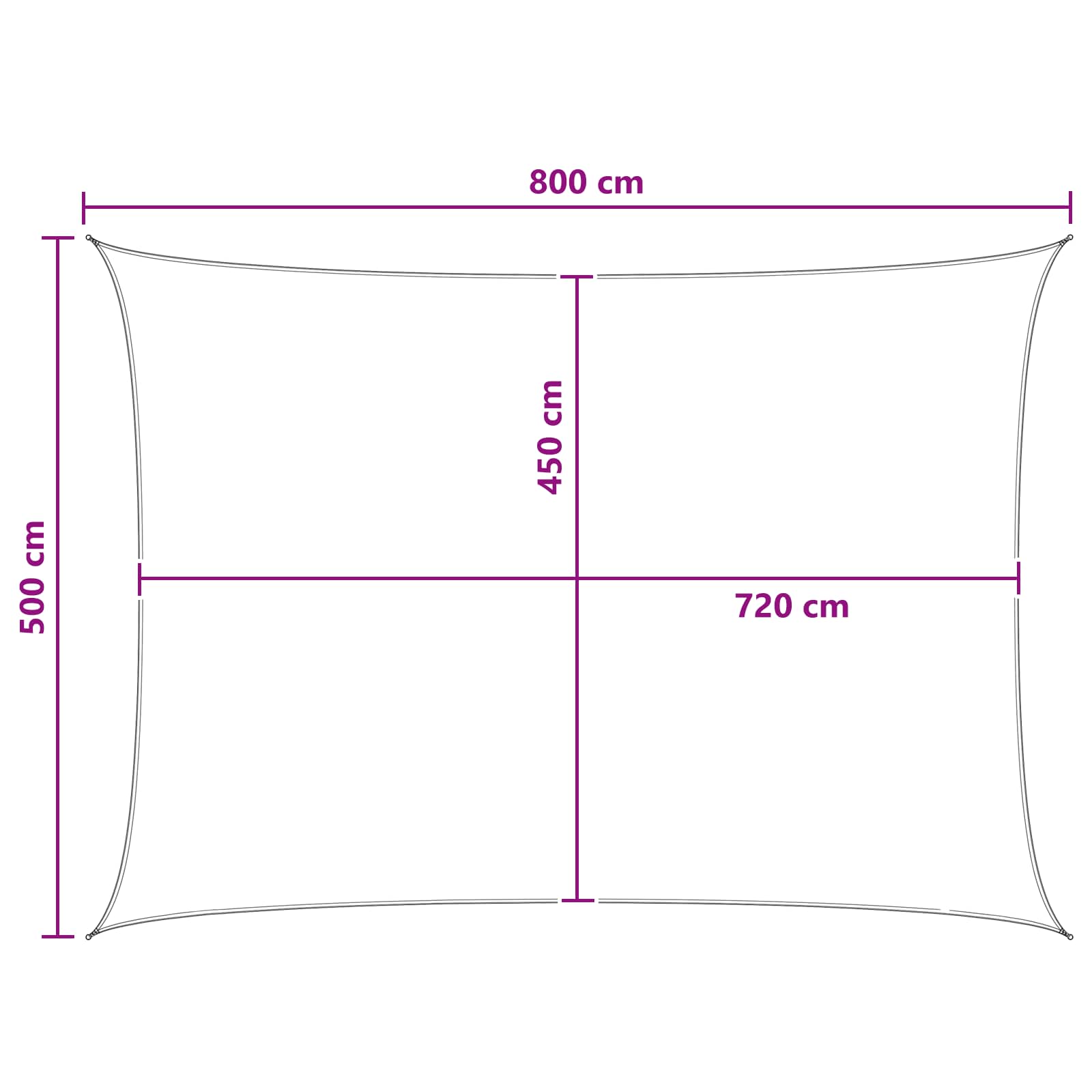Sonnensegel Hellgrau und Weiß 5 x 8 m HDPE