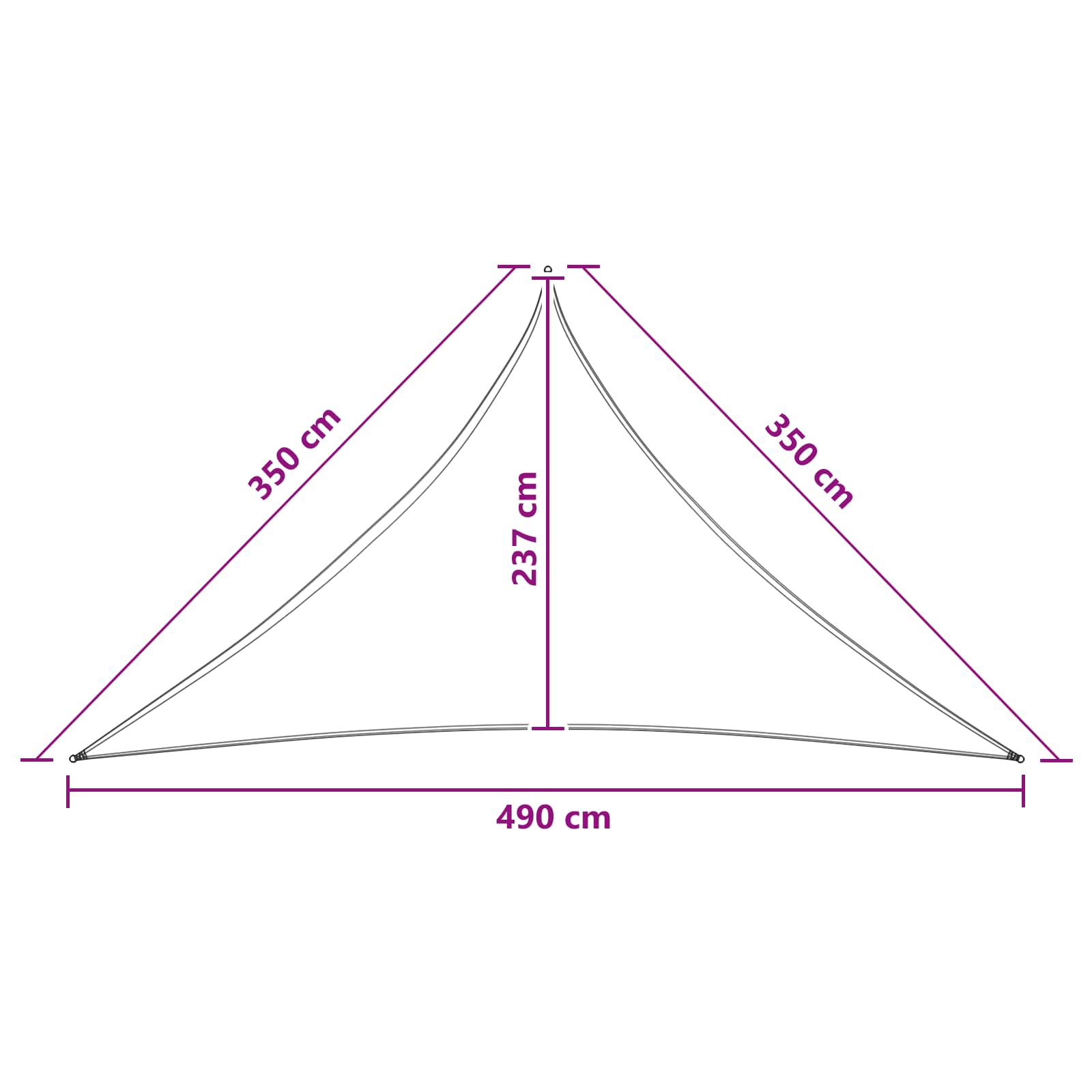 Sonnensegel Hellgrau und Weiß 3,5 x 3,5 x 4,9 m HDPE