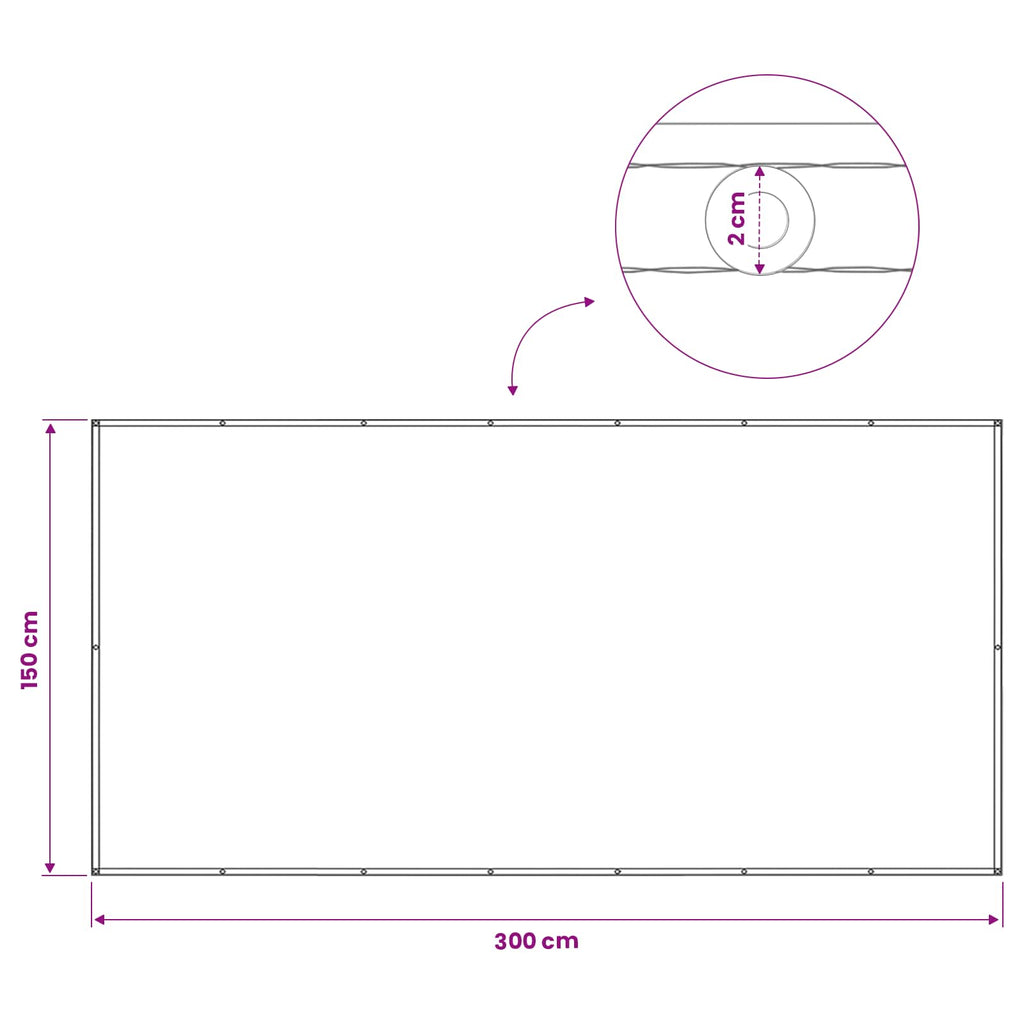 Balkon Sichtschutz 150 x 300 cm Stoff mit PU-Beschichtung