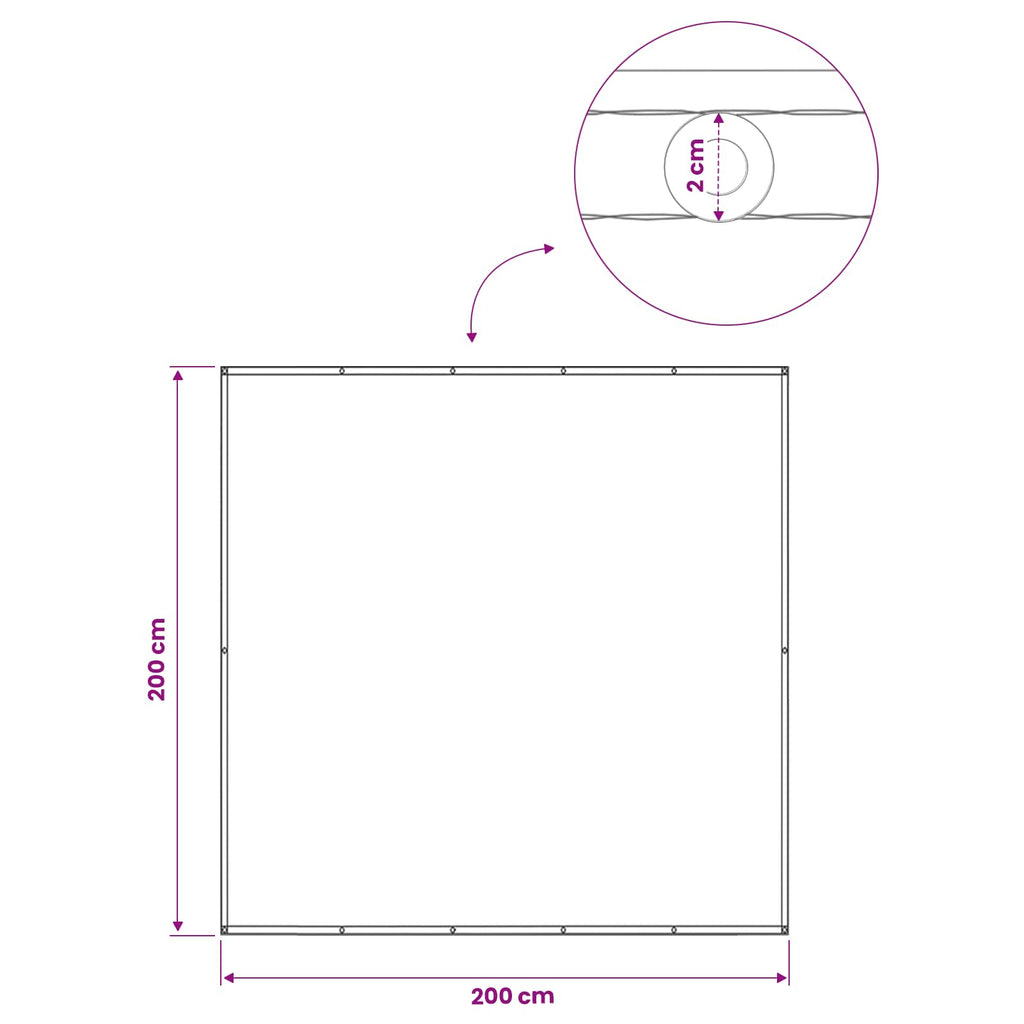 Balkon Sichtschutz 200 x 200 cm Stoff mit PU-Beschichtung