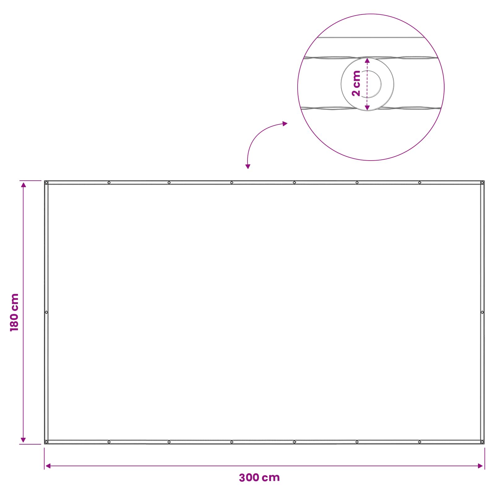 Balkon Sichtschutz 180 x 300 cm Stoff mit PU-Beschichtung Weiß