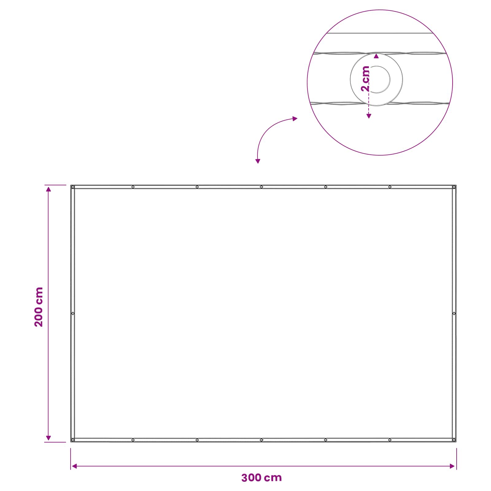 Balkon Sichtschutz 200 x 300 cm Stoff mit PU-Beschichtung Weiß