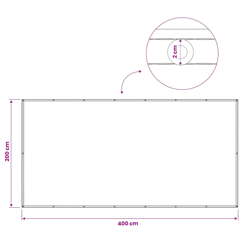 Balkon Sichtschutz 200 x 400 cm Stoff mit PU-Beschichtung
