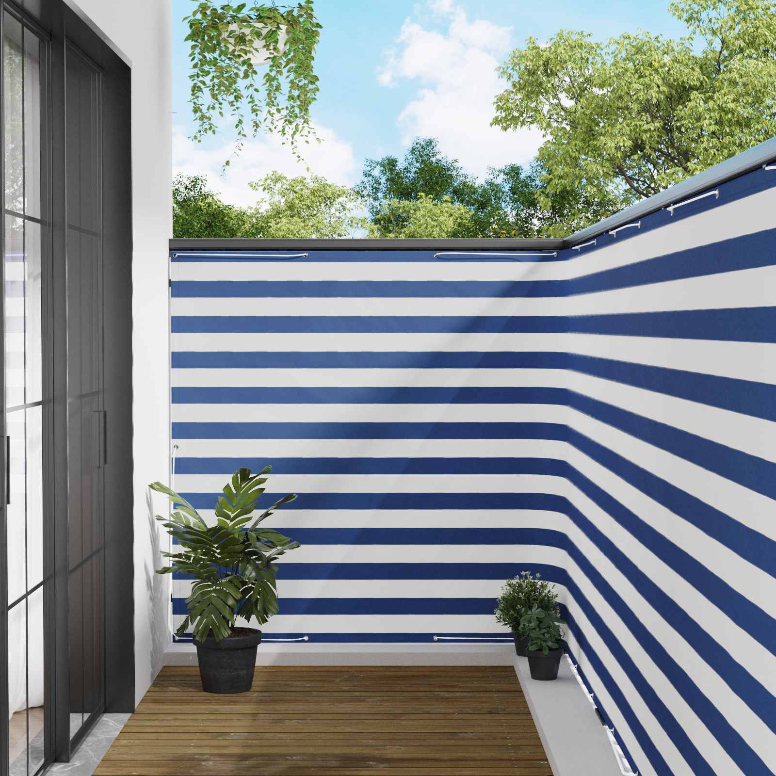 Balkon Sichtschutz 150 x 500 cm Stoff mit PU-Beschichtung