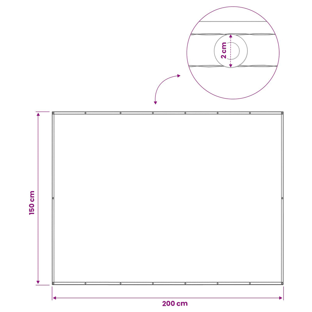Balkon Sichtschutz 150 x 200 cm Stoff mit PU-Beschichtung