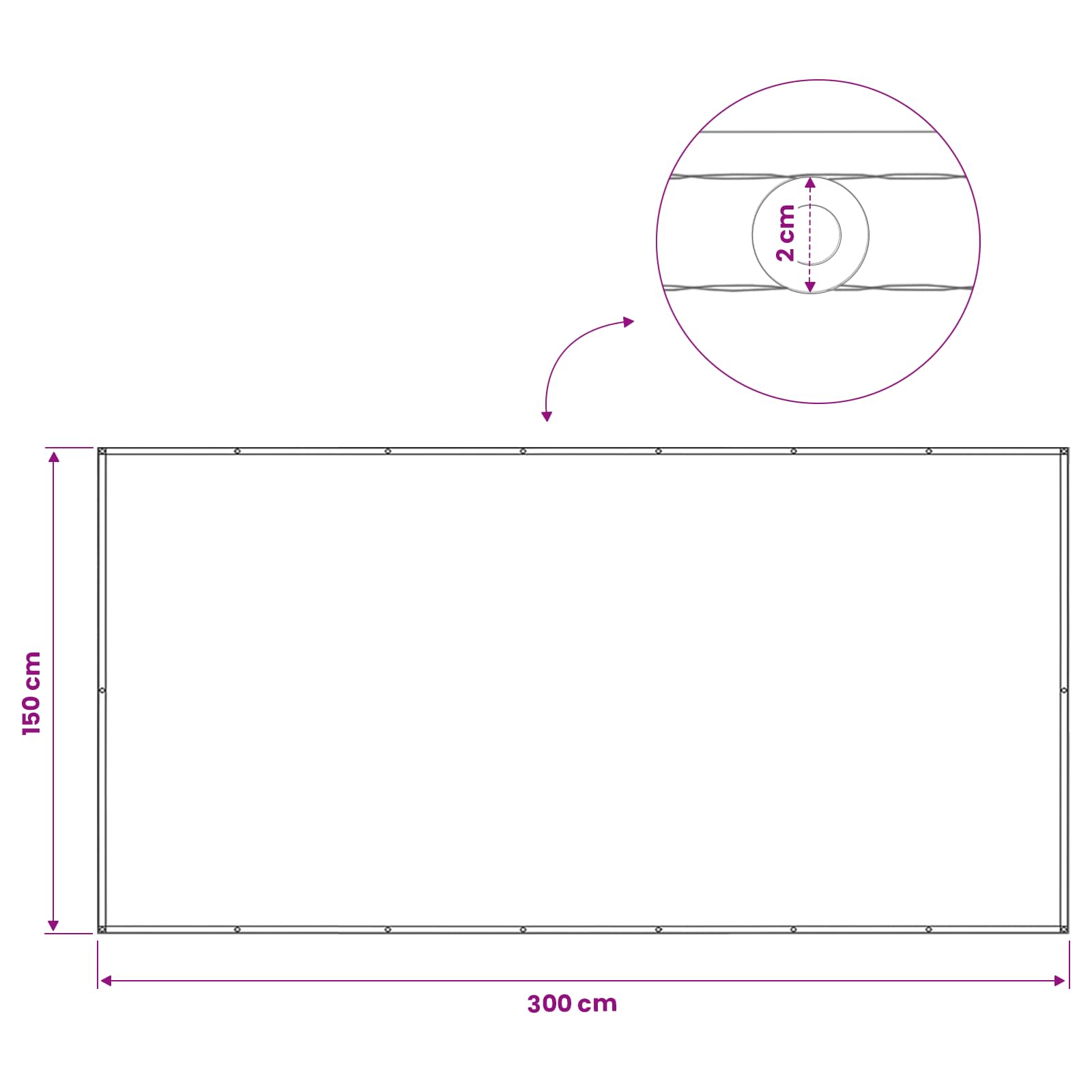 Balkon Sichtschutz 150 x 300 cm Stoff mit PU-Beschichtung Creme