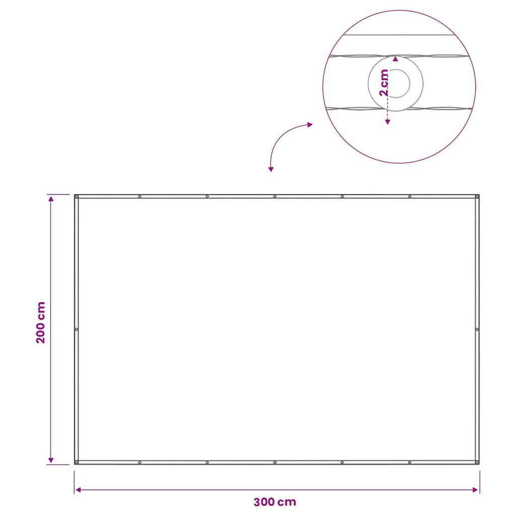 Balkon Sichtschutz 200 x 300 cm Stoff mit PU-Beschichtung Creme