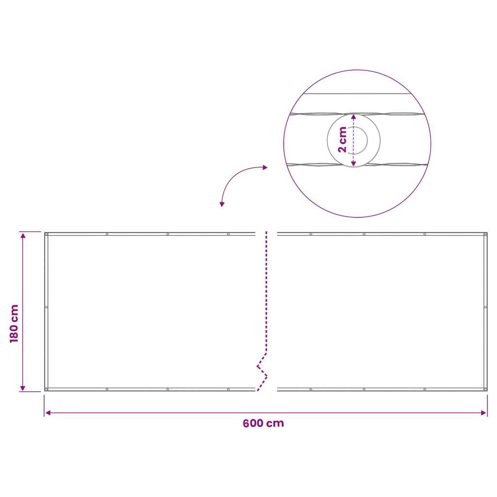 Balkon Sichtschutz 180 x 600 cm Stoff mit PU-Beschichtung Rot
