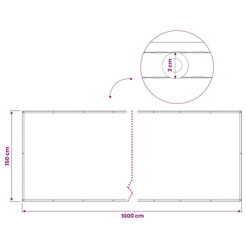 Balkon Sichtschutz 150 x 1000 cm Stoff mit PU-Beschichtung