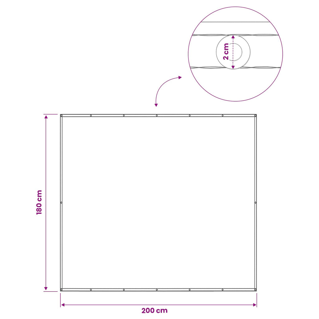 Balkon Sichtschutz 180 x 200 cm Stoff mit PU-Beschichtung Braun