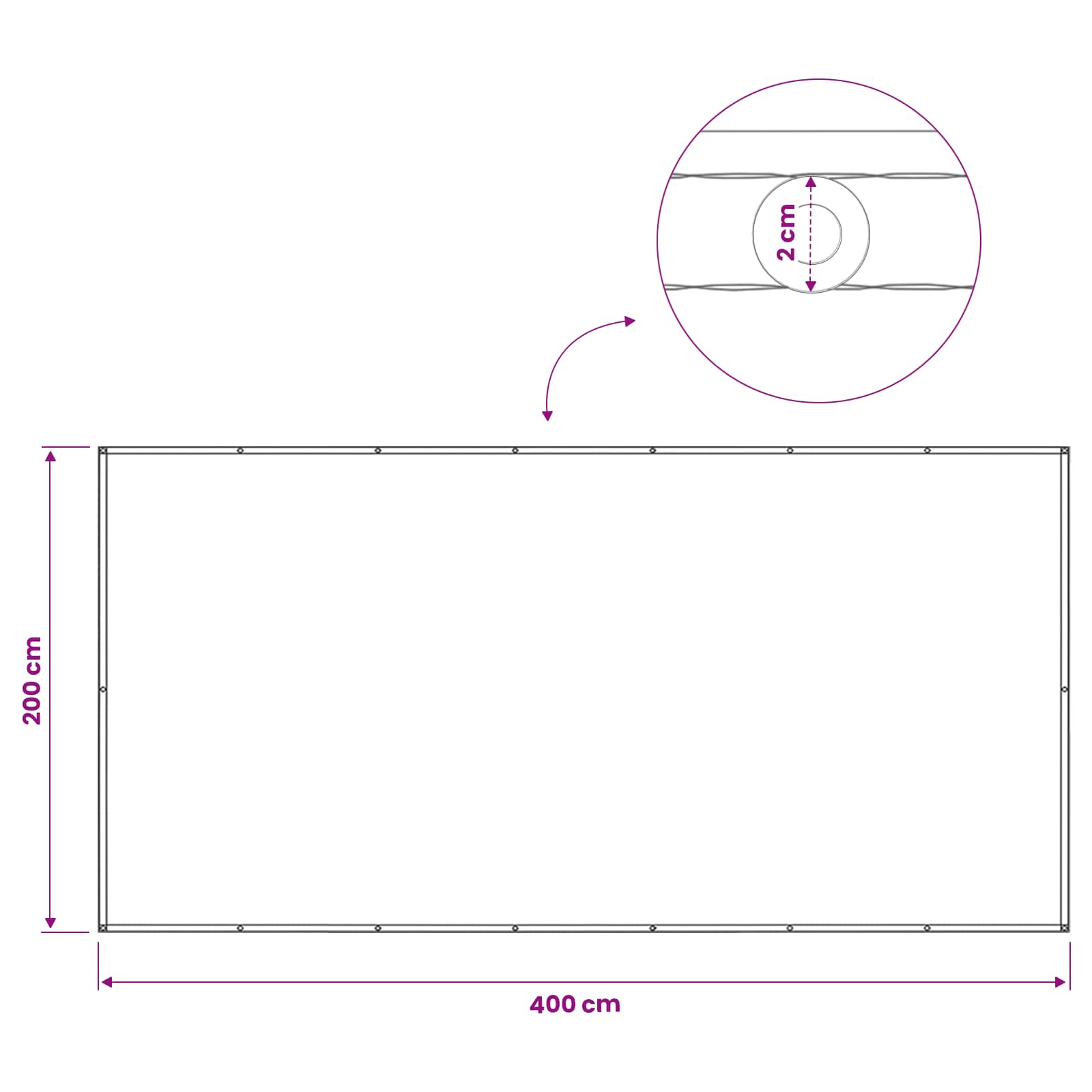 Balkon Sichtschutz 200 x 400 cm Stoff mit PU-Beschichtung Braun