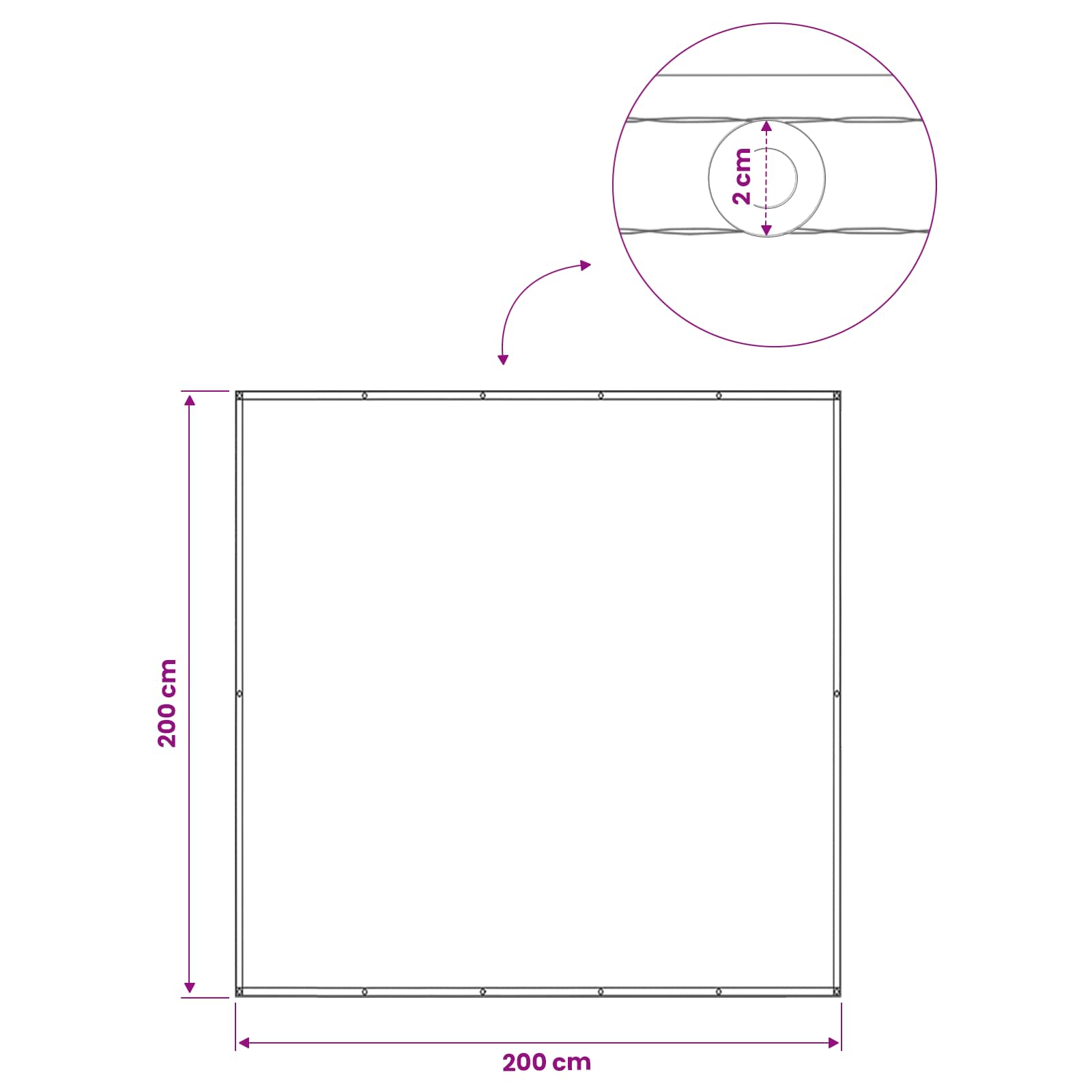 Balkon Sichtschutz 200 x 200 cm Stoff mit PU-Beschichtung