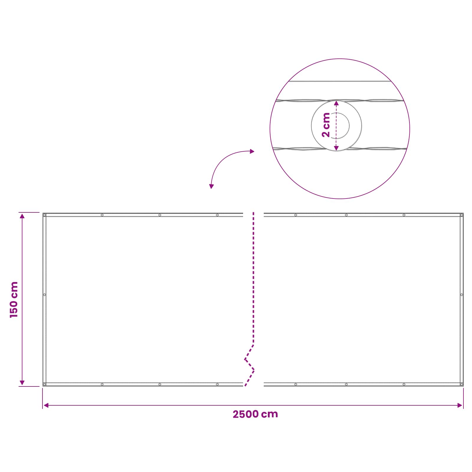 Balkon Sichtschutz 1,5 x 25 m Stoff mit PU-Beschichtung Schwarz