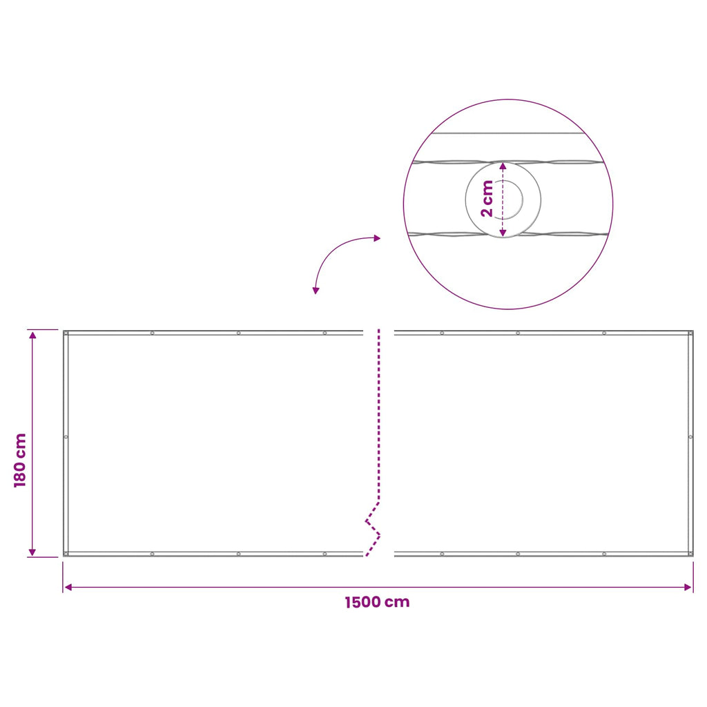 Balkon Sichtschutz 1,8 x 15 m Stoff mit PU-Beschichtung Creme