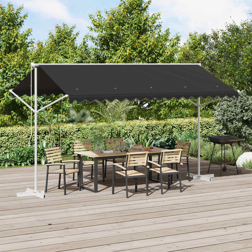 Freistehende Markise 4 x 3 m Polyester Anthrazit