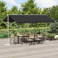 Freistehende Markise 4 x 3 m Polyester Anthrazit