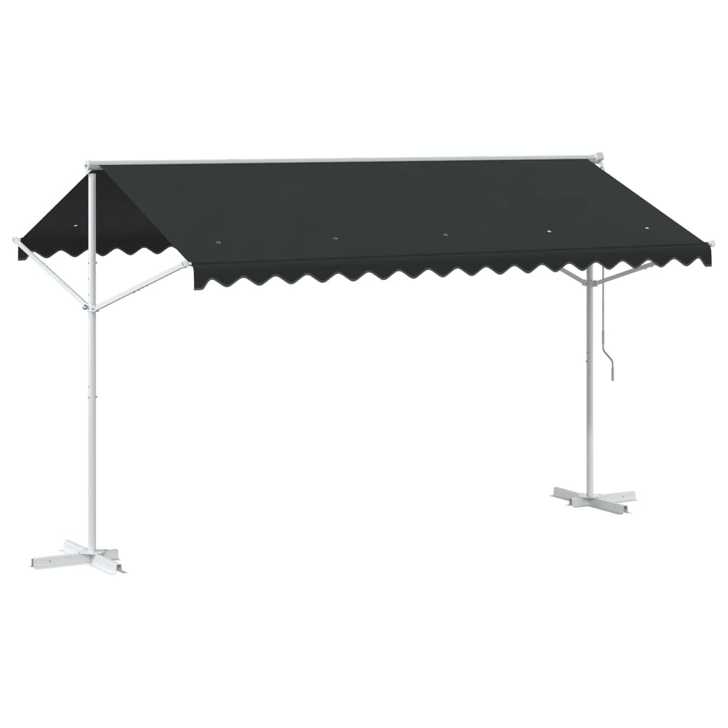 Freistehende Markise 4 x 3 m Polyester Anthrazit
