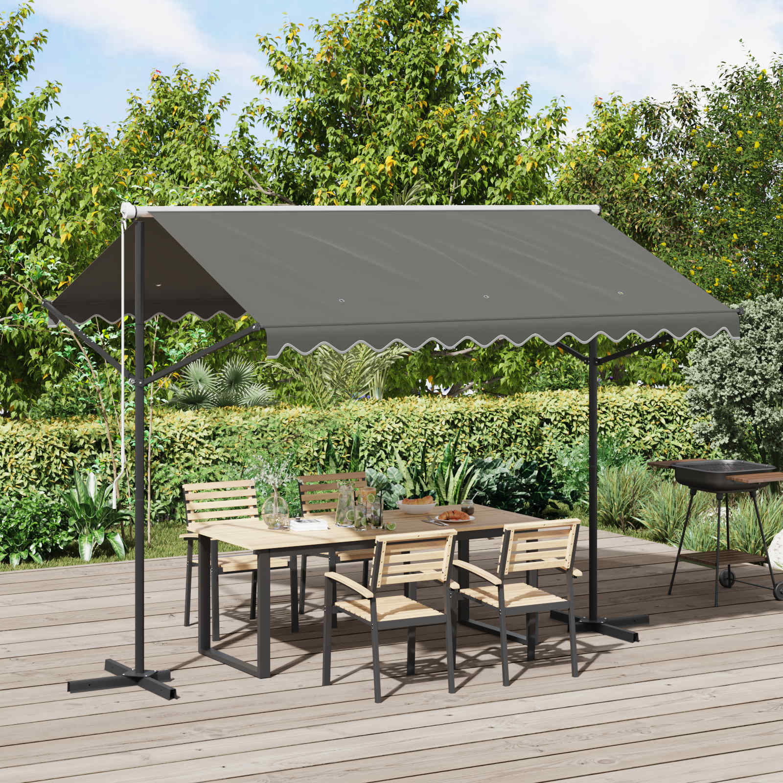 Freistehende Markise Grau 3 x 3 m Polyester
