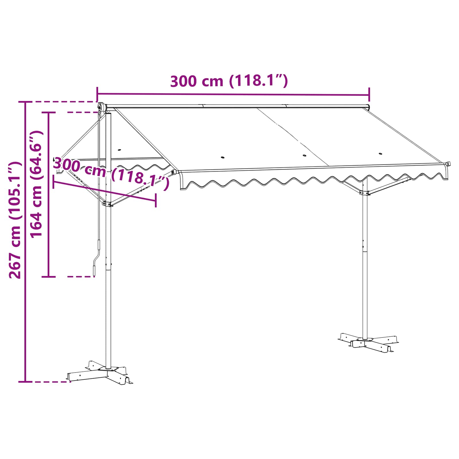 Freistehende Markise Grau 3 x 3 m Polyester