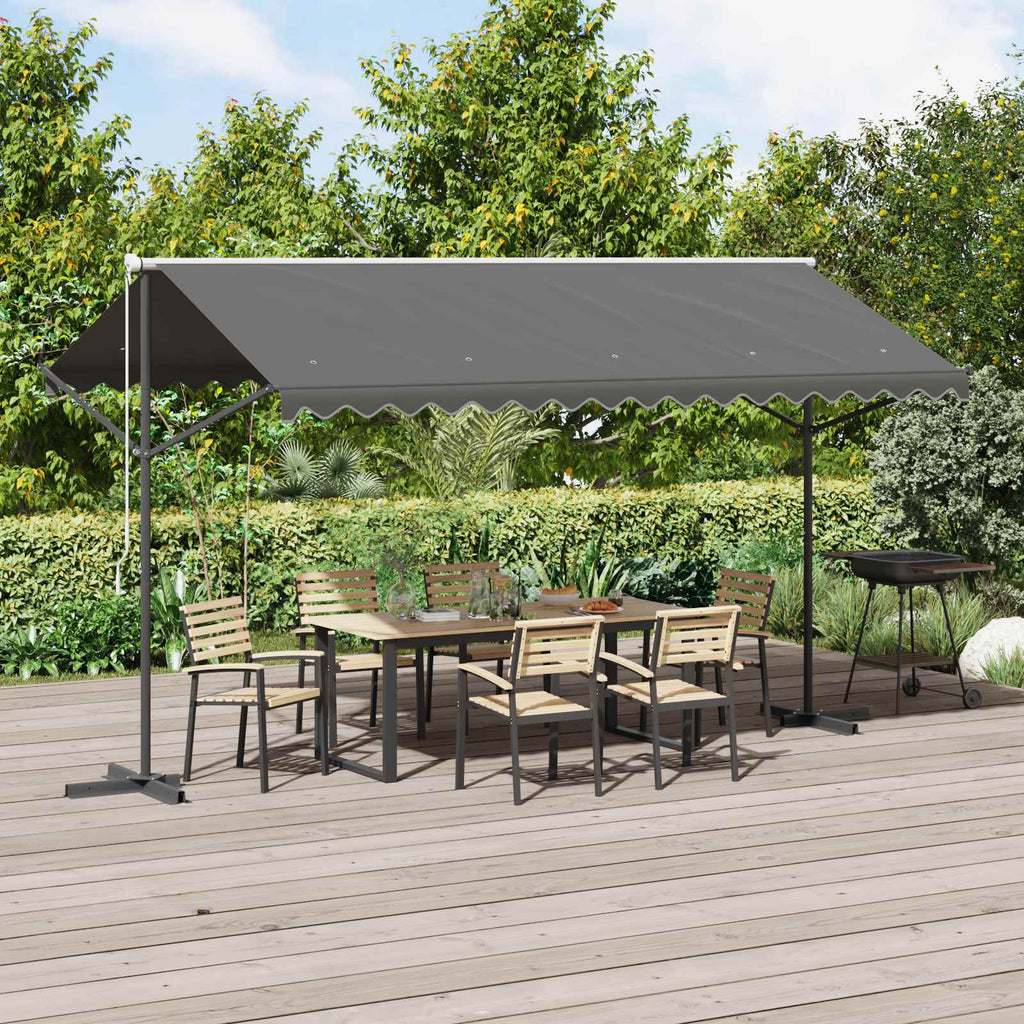 Freistehende Markise Grau 4 x 3 m Polyester