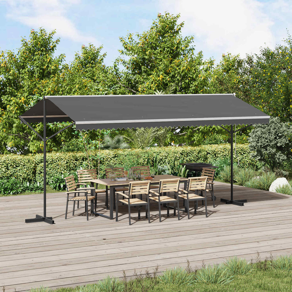 Freistehende Markise Grau 5 x 3 m Polyester