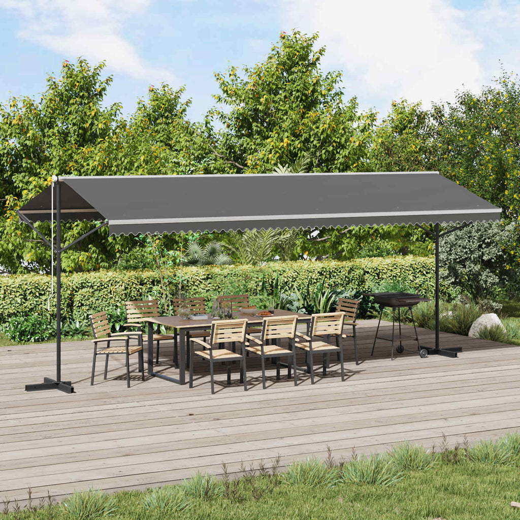Freistehende Markise Grau 6 x 3 m Polyester