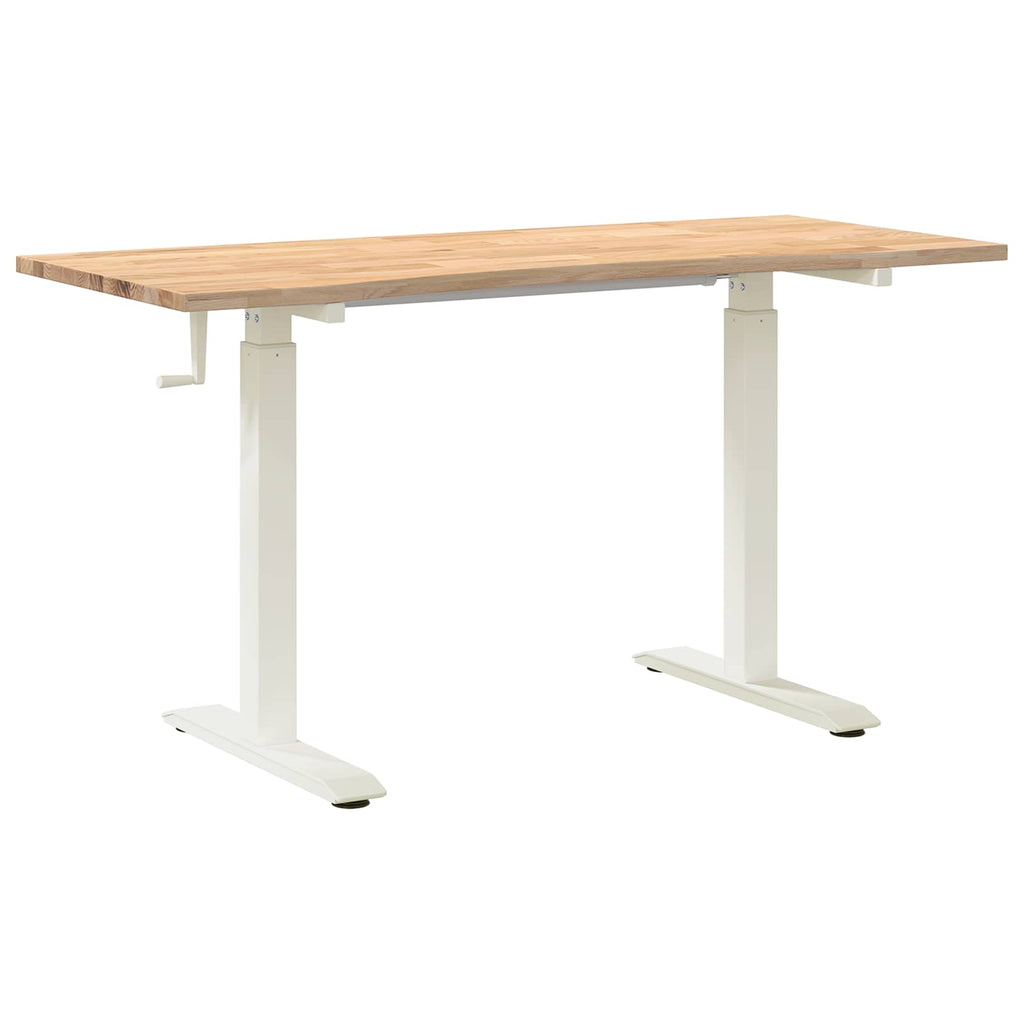 Schreibtisch Weiß und Natur 140 x 60 cm Massivholz Eiche