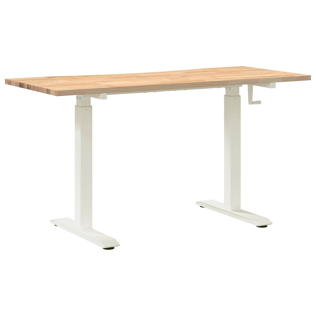 Schreibtisch Weiß und Natur 140 x 60 cm Massivholz Eiche