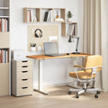 Schreibtisch Weiß und Hellbraun 140 x 60 cm Massivholz Eiche