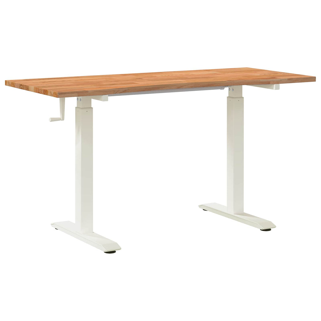 Schreibtisch Weiß und Hellbraun 140 x 60 cm Massivholz Eiche