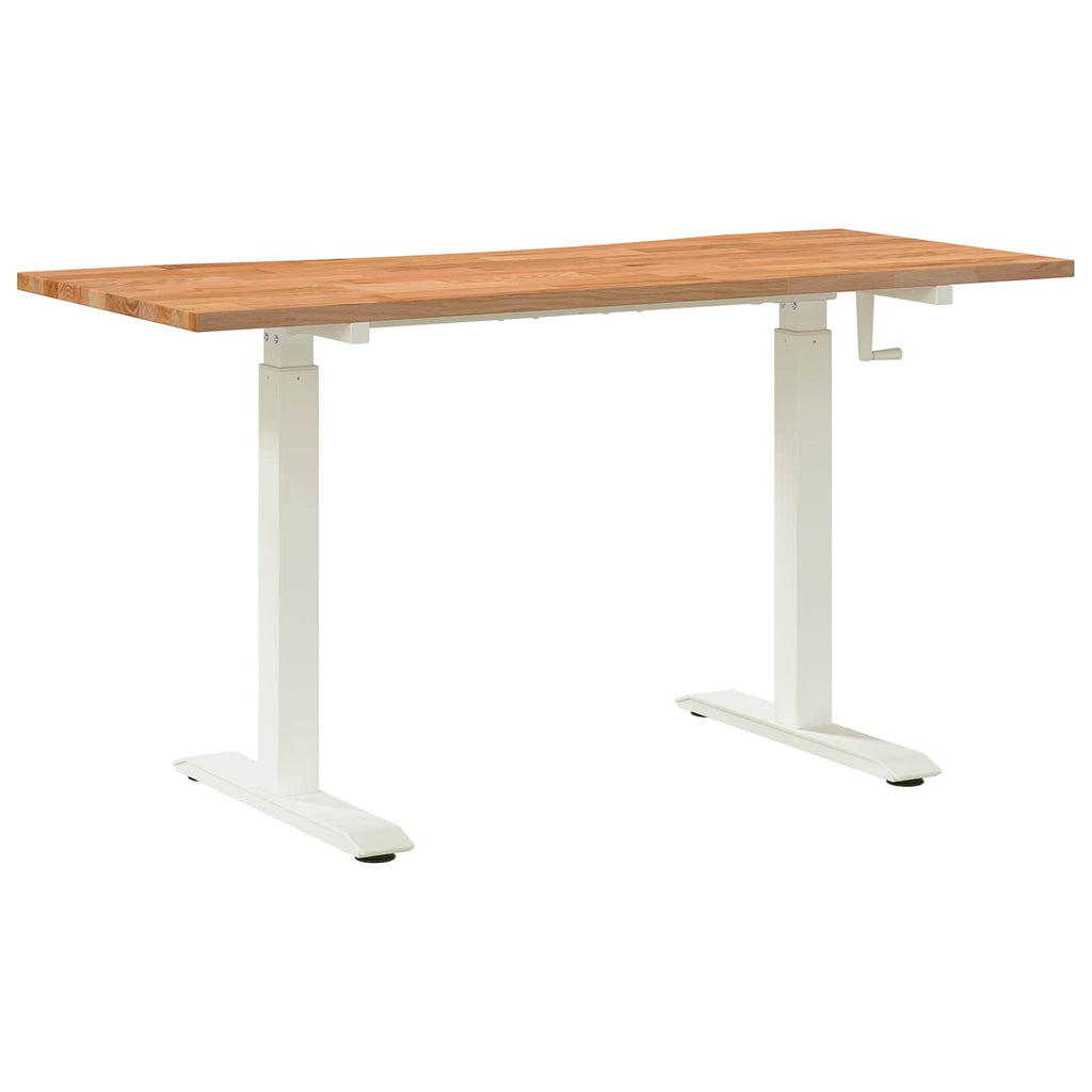 Schreibtisch Weiß und Hellbraun 140 x 60 cm Massivholz Eiche