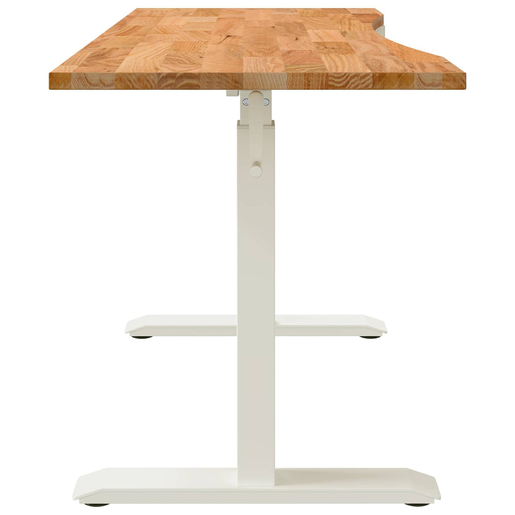 Schreibtisch Weiß und Hellbraun 140 x 60 cm Massivholz Eiche